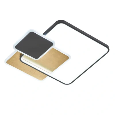 Abbildung von Fischer &amp; Honsel Deckenleuchte, Tomo sandschwarz/gold L: 52,5 cm, B: A: 7 cm mit Fernbedienung stufenlos dimmbar Farbtemperatureinstellung 1x LED 46 Watt 2700/4000 K 5500 lm EEG: F
