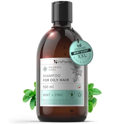 Abbildung von Vis Plantis Shampoo Fettiges Haar mit Zink &amp; Mint 500 ML Anti Fett ohne Sulfate Parabene und Silikone Haarshampoo zur Reduktion von Fettigkeit, Sebum, Schuppen Juckende Kopfhaut