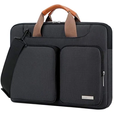 Abbildung von Lacdo 360 Rundumschutz Laptop Schultertasche Hülle für 13 Zoll MacBook Air M3 A3113/M2 A2681/M1 A2337 A2179 2024 2018, 13&quot; Pro M2/M1 A2338 A2251 A2289, iPad M4/iPad M2, Schwarz