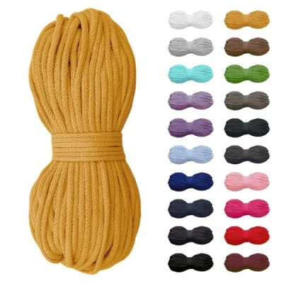 Abbildung von Slantastoffe 5m Baumwollkordel 5mm, Kordel, Schnur, Turnbeutel, 21 Farben (Gelb)