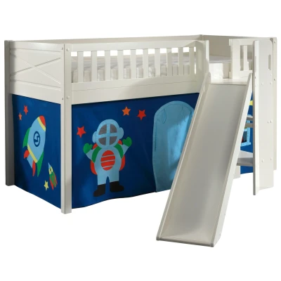 Abbildung von Vipack Hochbett &quot;Scott&quot;, (Made in Europe), m. Rutsch /Leiterturm, LF 90x200 cm, Vorhang, Tunnel, 4 Designs