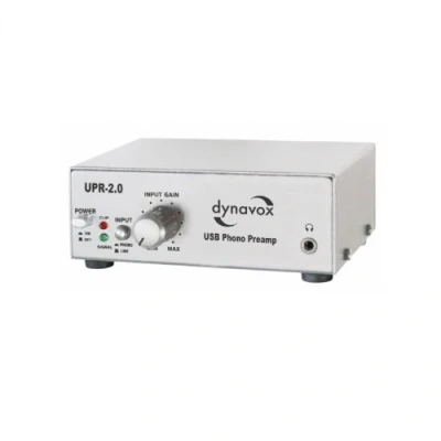 Abbildung von Dynavox Phono Vorverstärker UPR 2.0, für Plattenspieler mit MM Abtastsystemen, USB Ausgang zum Digitalisieren von Vinyl Platten, Silber