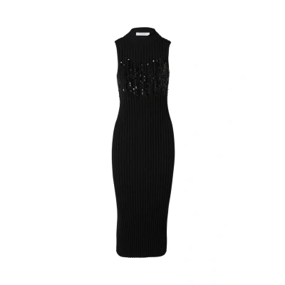 Abbildung von comma casual identity MIT Stehkragen UND Pailletten Strickkleid, Damen, Größe: 34, Schwarz