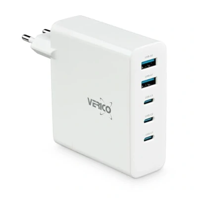 Abbildung von VERICO Power MOJO GaN 140W, 5 Port Ladegerät, Netzteil, PD3.0/QC3.0, 3 x USB C, 2 A.