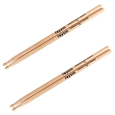 Abbildung von Rayzm Drum Sticks 7A, Massives Amerikanisches Hickory Holz mit Holzspitze （2 Paare）