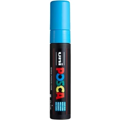 Abbildung von uni ball 186353 POSCA Marker mit extra breiter Rechteckspitze, hellblau