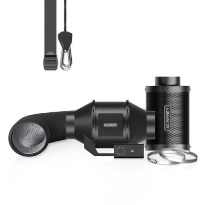 Abbildung von AC Infinity CLOUDLINE Lite Luftfilter Set, 10,2 cm, Inline Ventilator und Kohlefilter Kombination, Kühl Belüftungssystem für Wachstumszelte, Hydrokultur, Indoor Gartenarbeit