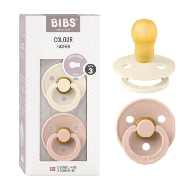 Abbildung von BIBS Colour Schnuller 2er Pack, BPA frei, Kirschform Nippel. Naturkautschuk/Latex, Hergestellt in Dänemark. 18+ Monate (2er Pack), Ivory/Blush