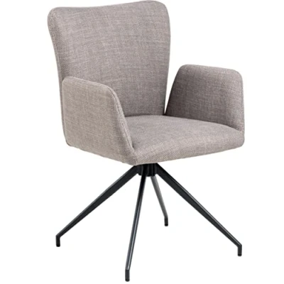 Abbildung von AC Design Furniture Laurikke Esszimmerstühle 2er Set in Hellgrau Braun, Küchenstühle mit Drehfunktion, Polsterstühle Strukturstoff und Schwarzem Metallfuß, elegante Akzentstühle, Esszimmermöbel