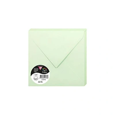 Abbildung von Clairefontaine 5473C Packung mit 20 Umschläge Pollen, 165 x 165mm, 120g, ideal für Einladungen und Korrespondenz, Grün, 1 Pack