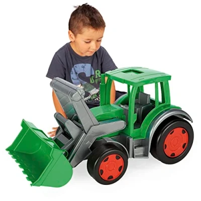Abbildung von Wader Wozniak Spielzeug Traktor Gigant zum Sitzen mit großer Frontschaufel, ab 12 Monaten, (belastbar bis 100 kg, ca. 60 cm, grün, 1 tlg., Aufsitztraktor Baggerarm), aus UV beständigem, recyclebarem Kunststoff, für Kinderzimmer, Garten