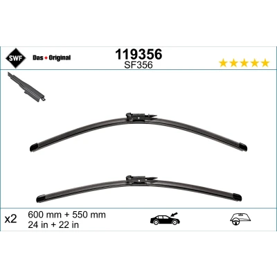 Abbildung von Scheibenwischer Swf Visioflex 119356 vorne Rahmenlos VOLVO: S60 I, V70 2, XC90 I
