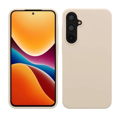 Abbildung von kwmobile Hülle kompatibel mit Samsung Galaxy A55 5G Silikon Handy Case Handyhülle weiche Oberfläche kabelloses Laden Creme matt