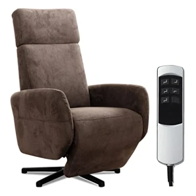Abbildung von Cavadore TV Sessel Cobra Mit 2 Motoren + Akku / Fernsehsessel Liegefunktion, Relaxfunktion Fernbedienung Sternfuß, belastbar bis 130 kg 71 x 110 82 Lederoptik, Braun