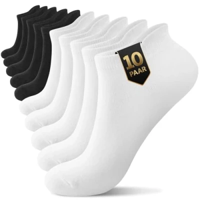 Abbildung von YouShow Sneaker Socken Herren Damen Baumwolle Schwarz Weiß 10 Paar Kurze Sneakersocken Sportsocken Classic Solid Halbsocken Socks Unisex 39 42