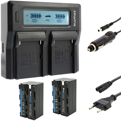 Abbildung von Blumax 2X Akku für NP F750 4400mAh + Dual Ladegerät