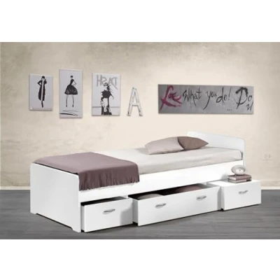 Abbildung von möbelando Bradford Modernes Einzelbett mit 3X Schubkästen 90 x 200 cm Praktisches Jugendzimmer Kojenbett in Weiß 95 66 204 (B/H/T)