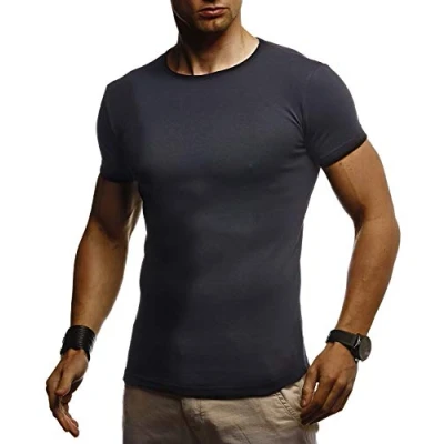 Abbildung von Leif Nelson T Shirt Herren Sommer Rundhals Ausschnitt (Schwarz, Größe XXL), Regular Fit 100% Baumwolle, Basic Männer kurzarm