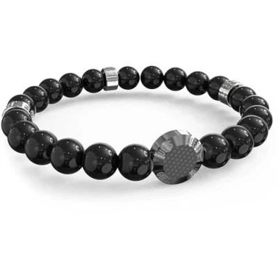 Abbildung von Guess Bracelet Avec perles Pour Homme de la Collection Racer Tag Le a UNE Taille Unique Couleur Acier et gris Noir. Référence : JUMB04049JWSTBKT/U, allié