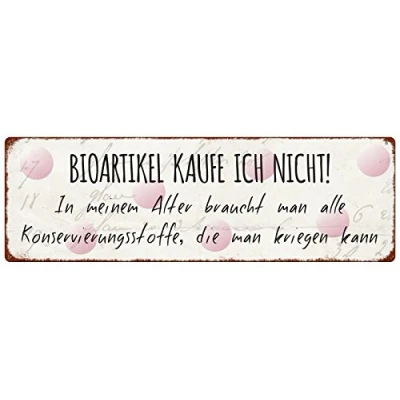 Abbildung von Interluxe METALLSCHILD Blechschild Türschild BIOARTIKEL KAUFE ICH Nicht Geschenk Shabby