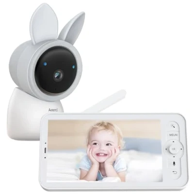 Abbildung von Arenti Video Babyphone 2K UHD AINanny mit Schwenk Neigefunktion und Auto Tracking, 2 tlg., 12,7 cm (5) LCD Bildschirm, Farbige Nachtlichtfunktion 14 beruhigende Melodien