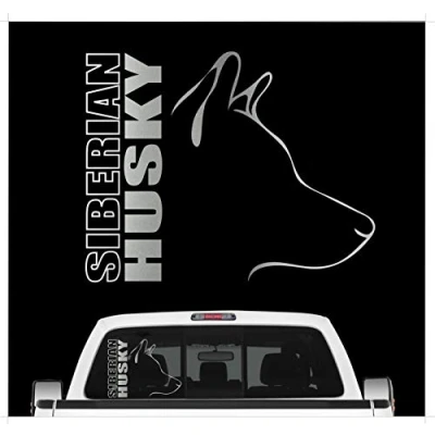 Abbildung von siviwonder Auto Aufkleber Siberian Husky Profil Hundeaufkleber Silber metallic