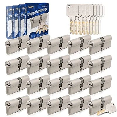 Abbildung von GERCAR Pro Gleichschließend 20x Schließzylinder 35/40 Set 20 Profilzylinder inkl. 100 Schlüssel 75 mm Türschloss Zylinderschloss 20er Zylinder Länge: 75mm, A:35 B:40 Schließsystem