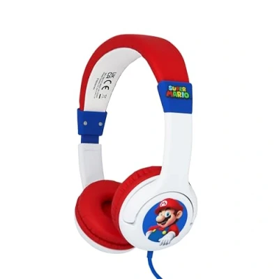 Abbildung von OTL Super Mario weiße Kopfhörer mit Lautstärkebegrenzung Kinder (offiziell lizensiertes Merchandise)