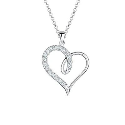 Abbildung von Elli Kette mit Anhänger Herz Kristalle 925 Sterling Silber,