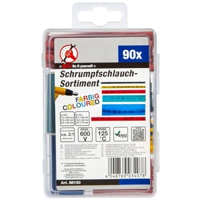 Abbildung von BGS Diy 88150 Schrumpfschlauch Sortiment 90 tlg. farbig Verhältnis 2:1 6 Größen im Sortimentskasten