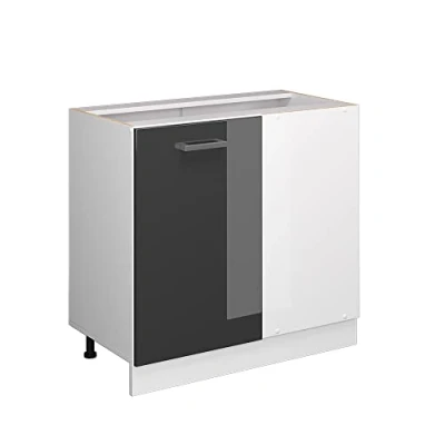 Abbildung von Vicco Eckschrank R Line, Anthrazit Hochglanz/Weiß, 86 cm mit Tür, ohne Arbeitsplatte