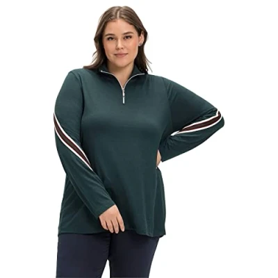 Abbildung von Sheego Langarmshirt, Damen, Größe: 48/50, Tiefgrün