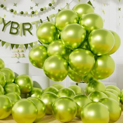 Abbildung von AULE Luftballons Grün Metallic Helium: 50 Stück 12 Zoll Luftballon Hell Ballons Limettengrün Latex Geburtstagsdeko für Geburtstag Babyparty Dschungel Dinosaurier Deko