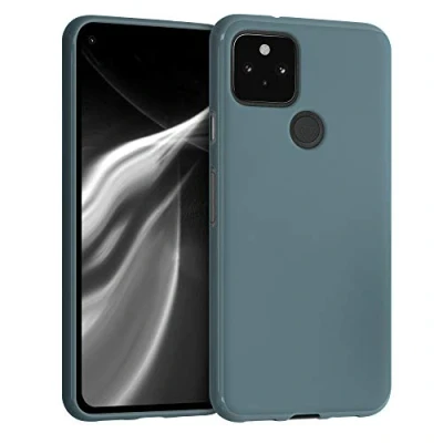 Abbildung von kwmobile Hülle kompatibel mit Google Pixel 5 weiches TPU Silikon Case Cover geeignet für kabelloses Laden Arctic Night