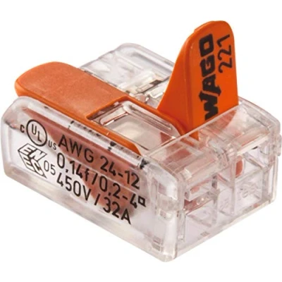 Abbildung von WAGO® Klemme, 2 Leiter, 4 mm², Verbindungsklemme mit Hebel, 221 412 (16 Stück)