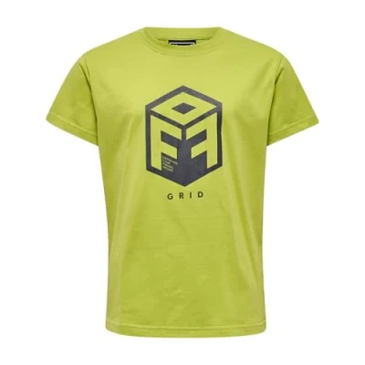 Abbildung von hummel Unisex Kinder Hmloffgrid Cotton Jersey S/S Kids T Shirt, Dark Citron/Myrtle, 116 EU
