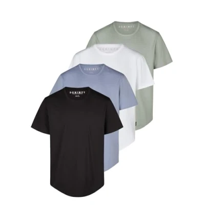 Abbildung von DENIMFY Tshirt Herren lang geschnitten Set 100% Baumwolle Regular Fit DFPaco 4er Pack Basic Rundhals Kurzarm Sommer Tee Shirt, Größe:3XL, Farbe:Pack 4