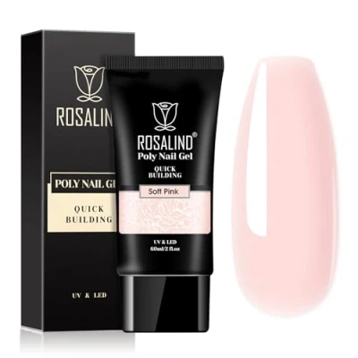 Abbildung von ROSALIND Poly Nail Gel, 60ML Art Acrylgel für Nägel, UV/LED Nagellack Gel Verlängerungskleber Maniküre Reparatur Nagelverlängerung, Rosa