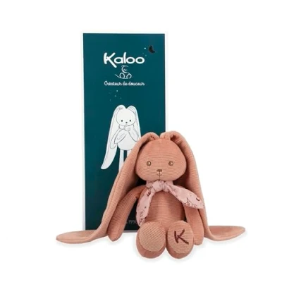 Abbildung von Kaloo Lapinoo Pantin Lapin Babyplüsch aus geripptem Velours 35 cm Farbe Terracotta Sehr weiches Material Geschenkbox Ab Geburt, K972201