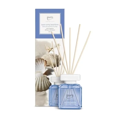 Abbildung von IPURO Raumduft Sunny Beach Time, 100 ml, Glasflakon mit Rattan Holzstäbchen