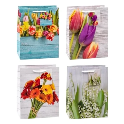 Abbildung von TSI Geschenktüten FRÜHLING, 12er Packung, Größe: Mittel (HxBxT 23 x 18 10 cm), Art. Nr. 82016