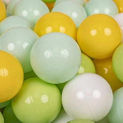 Abbildung von KiddyMoon 700 ∅ 7Cm Kinder Bälle Spielbälle Für Bällebad Baby Plastikbälle Made In EU, Weiß/Minze/Hellgrün/Grau/Gelb
