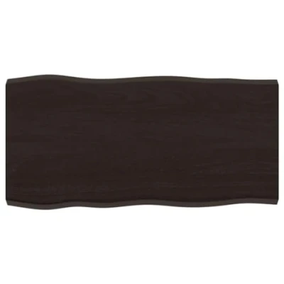 Abbildung von vidaXL Tischplatte, Holzplatte für Tisch Esstisch Couchtisch, Massivholzplatte Handgefertigt mit Baumkante, Ersatztischplatte, Dunkelbraun 80x40x(2 4) cm Massivholz Behandelt