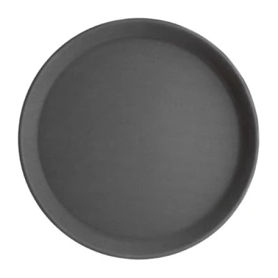 Abbildung von Olympia Kristallon Rundes Tablett Schwarz Anti Rutsch Kunststoff 356mm 14&quot;