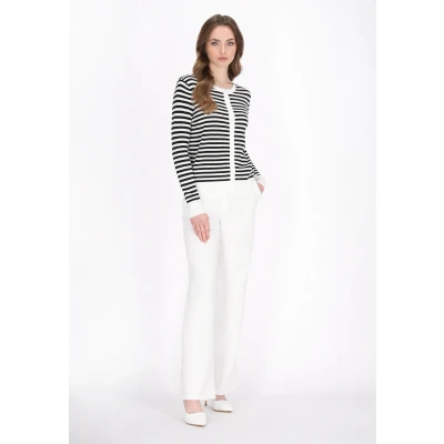 Abbildung von Dreimaster Strickjacke, Damen, Größe: 36, Offwhite black stripe