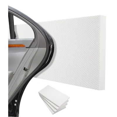 Abbildung von Tixexo 4 Garagen Wandschutz 40 x 20 2 cm, Selbstklebender Kantenschutz Schaumstoff, Dart Wandpolsterung, Türkantenschutz für Autotüren, und Carport, Weiß
