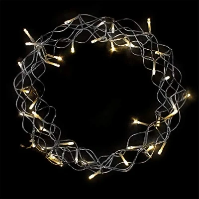 Abbildung von LED Metall Kranz Hängekranz Timer Tischdekoration Deko 40 Ø30cm warmweiß Batterie
