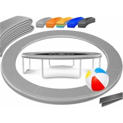 Abbildung von KESSER® Trampolin Randabdeckung Ø 366 cm, 30cm breit 100% UV beständig reißfest Federabdeckung inkl. Beachball Hellgrau