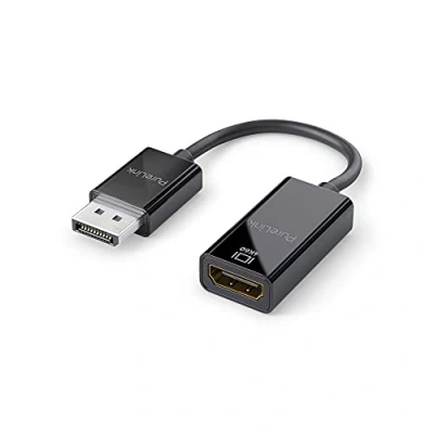 Abbildung von PureLink DisplayPort auf HDMI Adapter, 4K Ultra HD 60Hz, 18GB/s Bandbreite, vergoldete Steckkontakte, 0,15m, schwarz