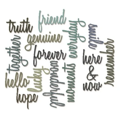 Abbildung von Sizzix, Friendship Words Script by, 16 Pack, Multi Color, One Size Thinlits Stanzschablonen Set 660225, Freundschafts Wörter von Tim Holtz, Stück, Mehrfarbig, Einheitsgröße, Papier, Kunststoff